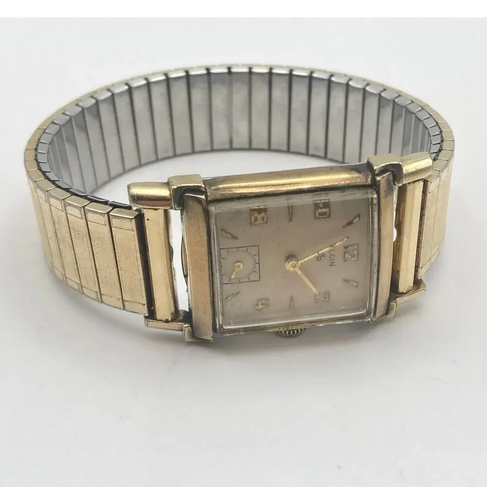 VTG 1950's Elgin Mechanical 10k RPG Bezel 17j Watch 22mm Expandable Works *Read*